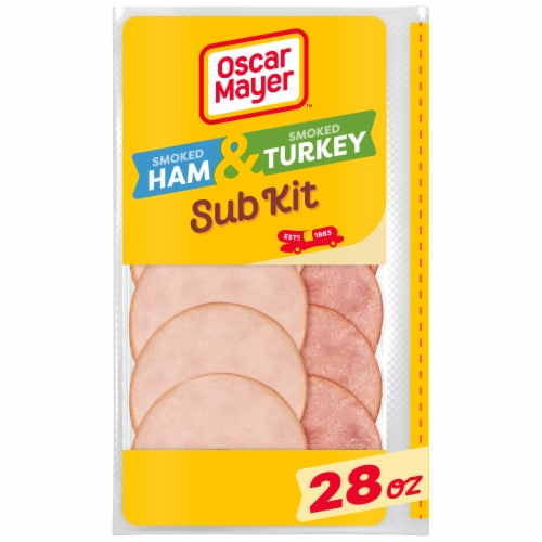 Oscar Mayer Sub Kit with Smoked Ham & Smoked Turkey Breast Sliced Deli Lunch Meats Variety Pack Perspective: front