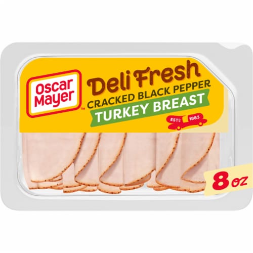 Oscar Mayer Deli Fresh Cracked Black Pepper Turkey Breast Sliced Lunch Meat Perspective: front