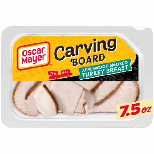 Oscar Mayer Carving Board Applewood Smoked Turkey Breast Thin Sliced Lunchmeat 7.5 oz Perspective: front