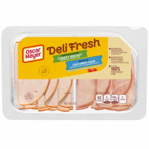 Oscar Mayer Deli Fresh Oven Roasted Turkey & Smoked Ham Sliced Deli Lunch Meats Variety Pack Perspective: front