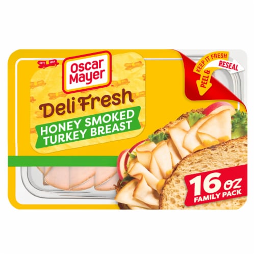Oscar Mayer Deli Fresh Honey Smoked Turkey Breast Thin Sliced Lunchmeat Perspective: front
