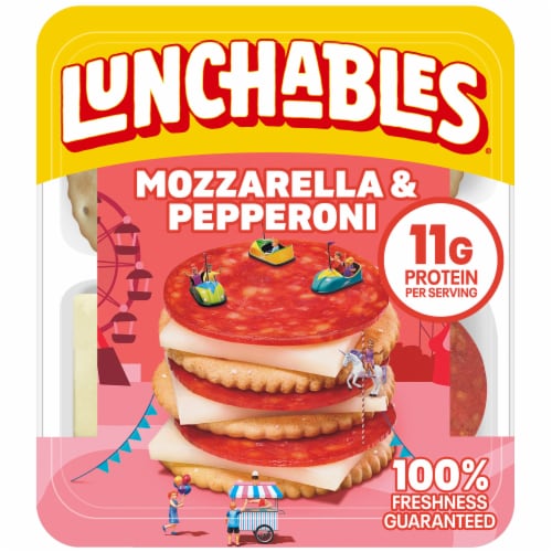 Lunchables Pepperoni & Mozzarella Cheese with Crackers Kids Lunch Snack Perspective: front
