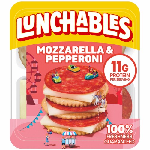 Lunchables Pepperoni & Mozzarella Cheese with Crackers Kids Lunch Snack Perspective: front