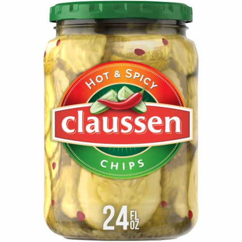 Claussen Hot & Spicy Pickle Chips Perspective: front