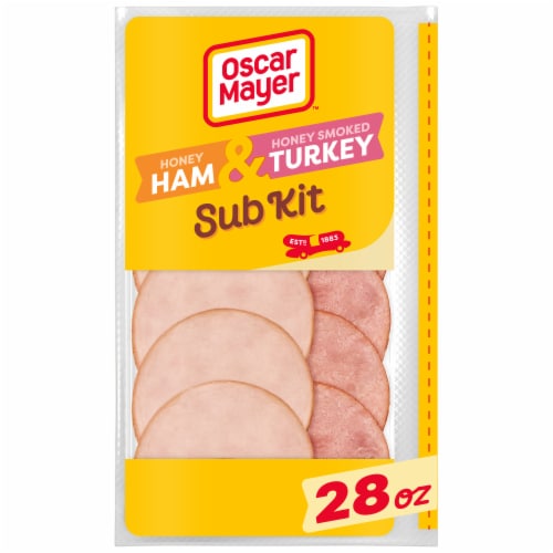Oscar Mayer Sub Kit with Honey Ham & Honey Smoked Turkey Sliced Deli Lunch Meat Variety Pack Perspective: front