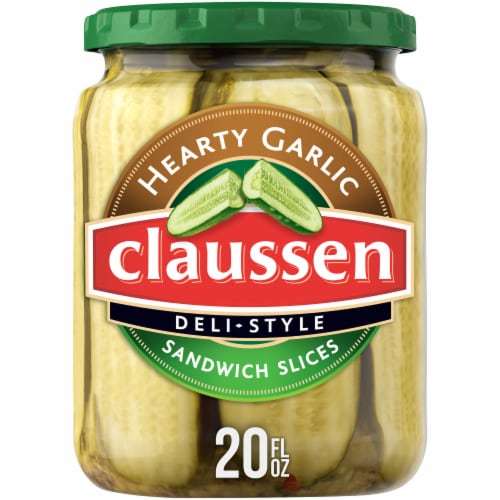 Claussen Hearty Garlic Deli-Style Sandwich Pickle Slices Perspective: front