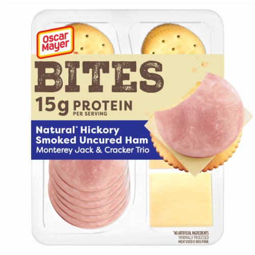Oscar Mayer Natural Meat & Cheese Snack Plate with Uncured Hickory Smoked Ham Jack Cheese & Crackers Perspective: front