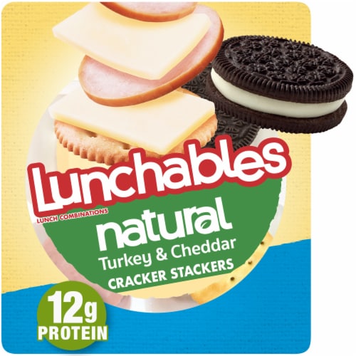Lunchables Natural Turkey & Cheddar Cheese Snack Kit with Crackers & Chocolate Sandwich Cookies Perspective: front