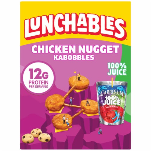 Lunchables Chicken Popper Kabobbles with Cheese Pretzels Capri Sun & Cookies Kids Lunch Meal Kit Perspective: front