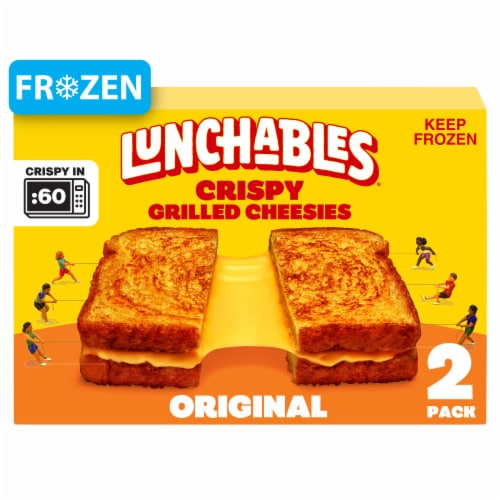 Lunchables Crispy Grilled Cheesies, Original Cheese Sandwiches, 2 Pack, Box Perspective: front
