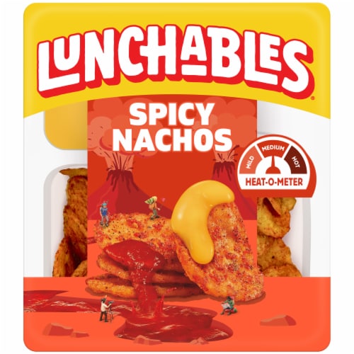Lunchables Spicy Nachos with Chili Lime Flavored Tortilla Chips, Cheese Dip & Salsa Snack Kit, Tray Perspective: front
