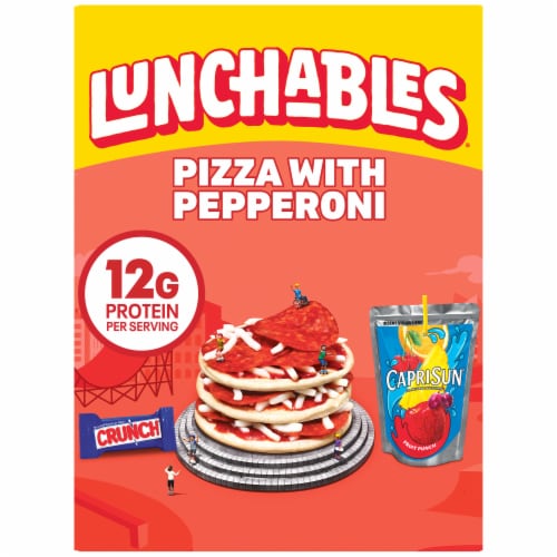 Lunchables Pepperoni Pizza with Capri Sun Drink & Crunch Candy Bar Kids Lunch Meal Kit Perspective: front