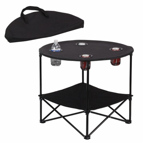 Preferred Nation P7384.BLK 2-Tier Folding Table, Black Perspective: front
