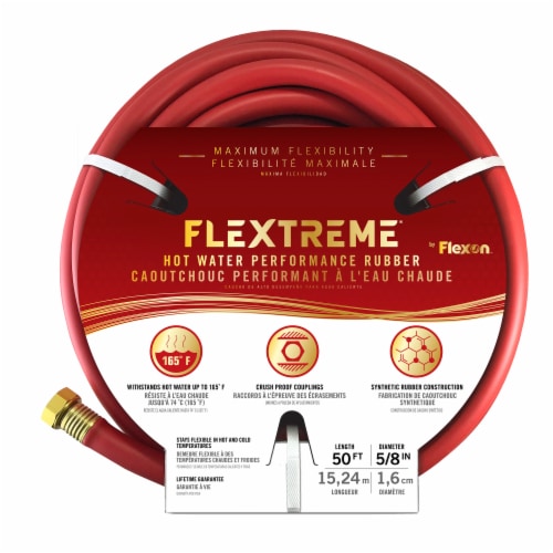 Flexon Flextreme 5/8 x 50ft Red Performance Rubber Garden Hose Perspective: front