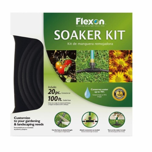 Flexon 100ft 20-Piece Garden Soaker Hose Kit Perspective: front
