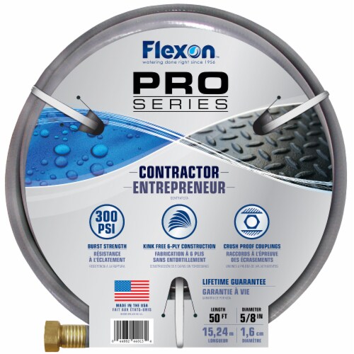 Flexon 5/8 x 50ft Contractor's Grade Garden Hose Perspective: front