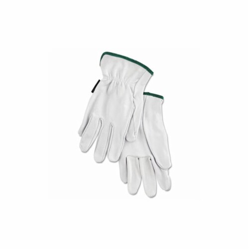 Grain Goatskin Driver Gloves, White, Medium, 12 Pairs
