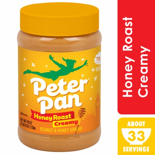 Peter Pan Creamy Honey Roast Peanut Butter Spread Made with Roasted Peanuts Perspective: front