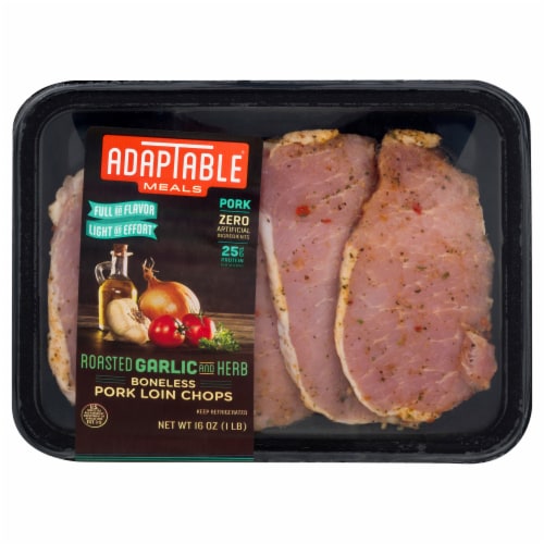 AdapTable® Meals Garlic & Herb Boneless Pork Loin Chops Perspective: front