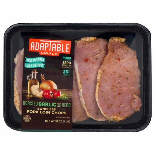 AdapTable® Meals Garlic & Herb Boneless Pork Loin Chops Perspective: front