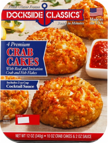 Dockside Classics Premium Crab Cakes with Cocktail Sauce 4 Count Perspective: front