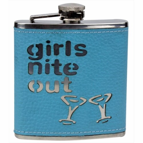 FJX Wholesale HFL-W036 6oz Blue Girls Night Out Stainless Steel Hip Flask Perspective: front