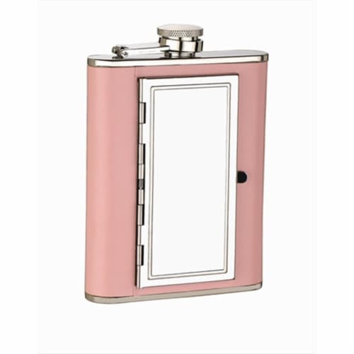 FJX Wholesale HFL-SP019 6oz Pink Cigarette Case Flask Perspective: front