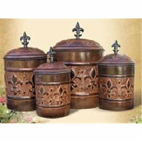Old Dutch International 730 Set Of Four Versailles Canisters Perspective: front