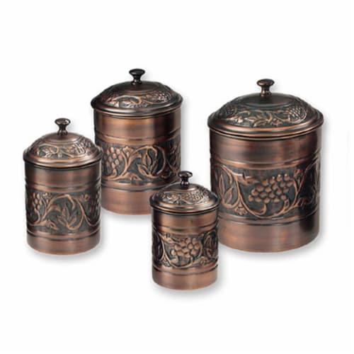 Old Dutch International 811 Antique Embossed Canisters 4Qt 2Qt 1.5Qt 1Qt - Set of 4 Perspective: front