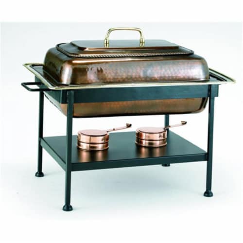 Old Dutch International 842 Rectangular 8 Qt Antique Copper Chafing Dish Perspective: front