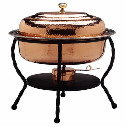 Old Dutch International 892 16.5 x 12.5 x 18 Inch Oval Decor Copper Chafing Dish - 6 Qt Perspective: front