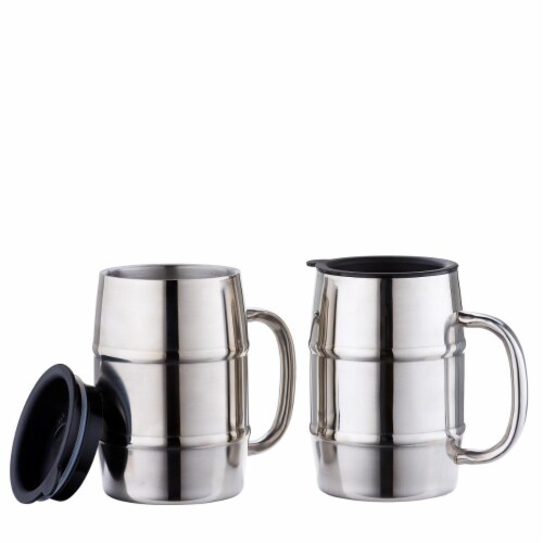 Old Dutch International 16 oz Keep Kool Stainless Steel Mugs with Lids - Set of 2 Perspective: front