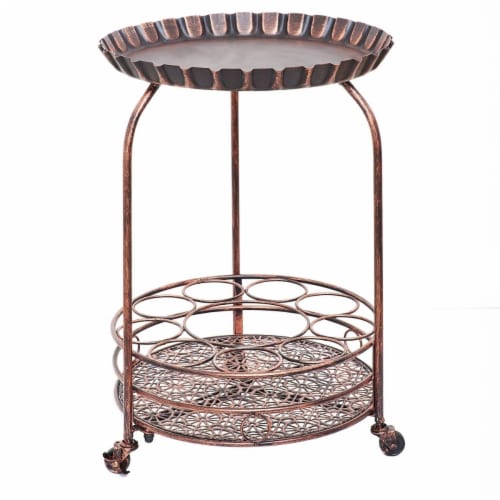Old Dutch International 615BC Pop Wine and Serving Cart  Antique Copper - 17 x 17 x 25.5 in. Perspective: front