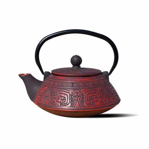 Old Dutch International 1076RD 28 oz Kodai Teapot - Red & Black  Cast Iron Perspective: front