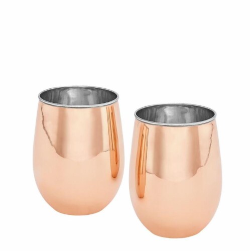 Old Dutch International 2P497 17 oz Stemless Wine Glasses - Stainless Steel  Set of 2 Perspective: front