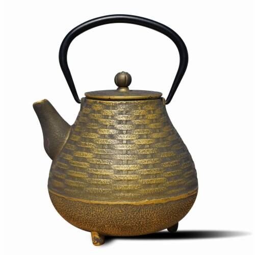 Old Dutch International 1060BC 41 oz Orimono Teapot - Black & Gold  Cast Iron Perspective: front