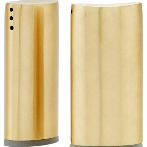Old Dutch International 3 in. Oval Salt & Pepper Shaker Set, Gold Perspective: front
