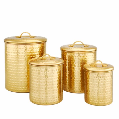 Old Dutch International 843CC Decor Champagne Hammered Storage Canister Set Perspective: front