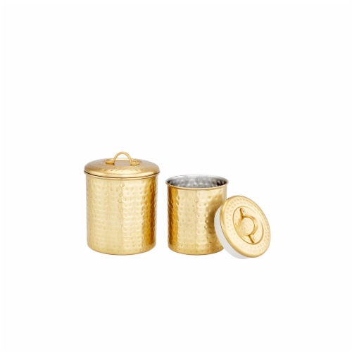 Old Dutch International 847CC Decor Champagne Hammered Canister Set Perspective: front
