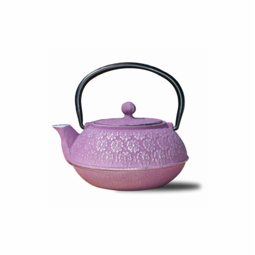 Old Dutch International 1032PM 22 oz Cherry Blossom Teapot - Plum  Cast Iron Perspective: front