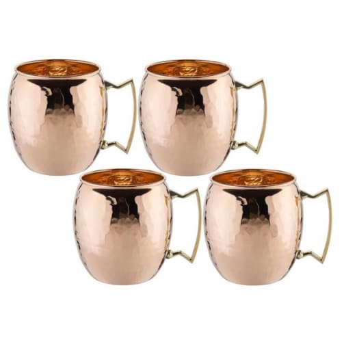 Old Dutch International OS429H 16 oz. Solid Copper Hammered Moscow Mule Mug - Set of 4 Perspective: front