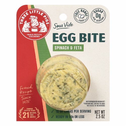 Trois Petits Cochons Sous-Vide Spinach and Feta Egg Bite Perspective: front