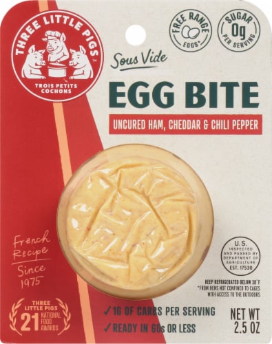 Trois Petits Cochons Sous-Vide Ham and Espelette Pepper Egg Bite Perspective: front