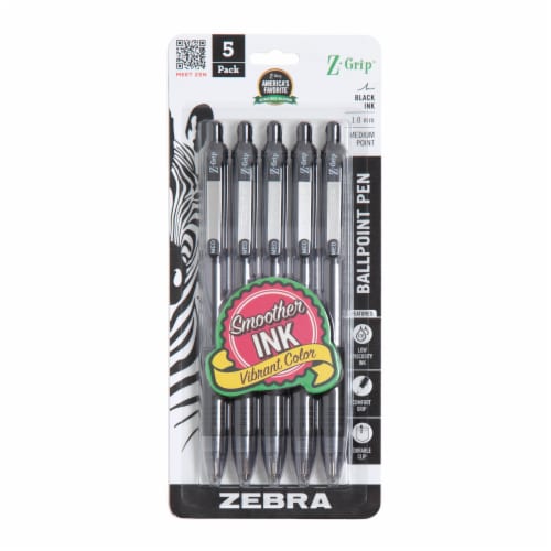 Z-Grip Retractable Ballpoint Pen, Medium Point, 1.0mm, Black Ink, Clear Barrel Perspective: front