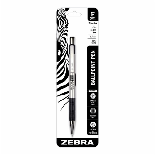 Zebra F-301 Retractable Ballpoint 0.7mm Black Ink Perspective: front