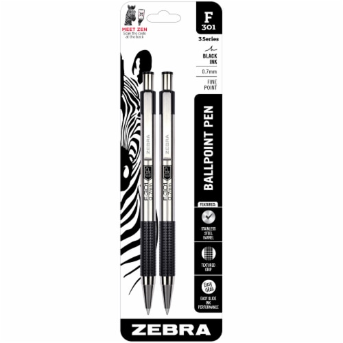 Zebra F-301 Fine Point Stainless Steel Ball Point Pen - Black Perspective: front