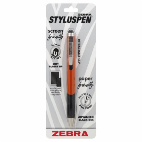 Zebra 8.0mm Stylus Pen and 1.0mm Ball Point Pen - Black Perspective: front