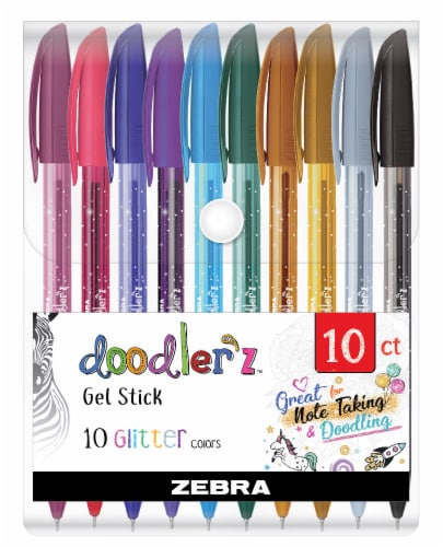 Zebra Doodler'z™ Gel Stick Glitter Pens Perspective: front