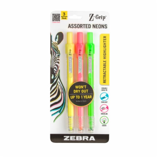 Z-Grip® Retractable Highlighter Assorted Neons Perspective: front
