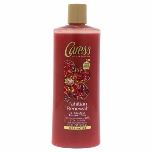 Caress Tahitian Pomegranate & Coconut Milk Exfoliating Body Wash Perspective: front